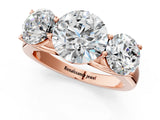 Rose gold Round Three-Stone Diamond Ring with Prong Setting on a Classic Band_16