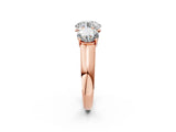 Rose gold Round Three-Stone Diamond Ring with Prong Setting on a Classic Band_17