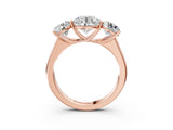 Rose gold Round Three-Stone Diamond Ring with Prong Setting on a Classic Band_18