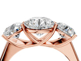 Rose gold Round Three-Stone Diamond Ring with Prong Setting on a Classic Band_19