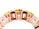 Rose gold Round Yellow Sapphire Channel Set Band with X-Prong Detail_10