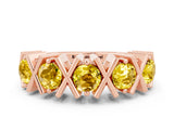 Rose gold Round Yellow Sapphire Channel Set Band with X-Prong Detail_6