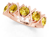 Rose gold Round Yellow Sapphire Channel Set Band with X-Prong Detail_7