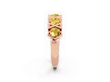 Rose gold Round Yellow Sapphire Channel Set Band with X-Prong Detail_8