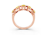 Rose gold Round Yellow Sapphire Channel Set Band with X-Prong Detail_9
