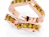 Rose gold Round Yellow Sapphire Channel-Set Chevron Band_19