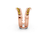 Rose gold Round Yellow Sapphire Channel-Set Chevron Band_20