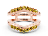 Rose gold Round Yellow Sapphire Chevron Contour Band with Prong Setting_18