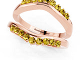 Rose gold Round Yellow Sapphire Chevron Contour Band with Prong Setting_19