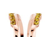 Rose gold Round Yellow Sapphire Chevron Contour Band with Prong Setting_23