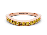 Rose gold Round Yellow Sapphire Curved Wedding Band with Channel Setting_18