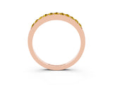 Rose gold Round Yellow Sapphire Curved Wedding Band with Channel Setting_21