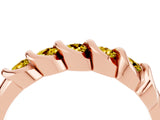 Rose gold Round Yellow Sapphire Eternity Band with Twist Prong Setting_10
