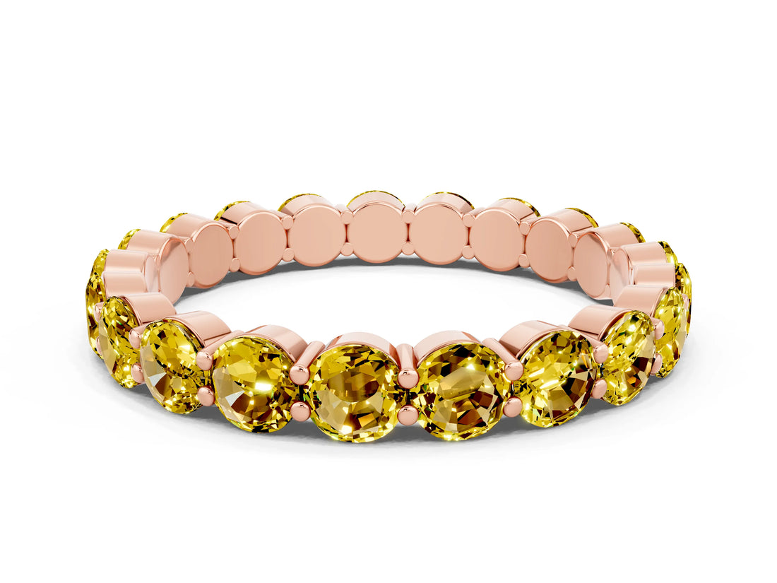 Rose gold Round Yellow Sapphire Eternity Band with U-Prong Setting_42