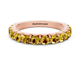 Rose gold Round Yellow Sapphire Half Eternity Band with Classic Prong Setting_18
