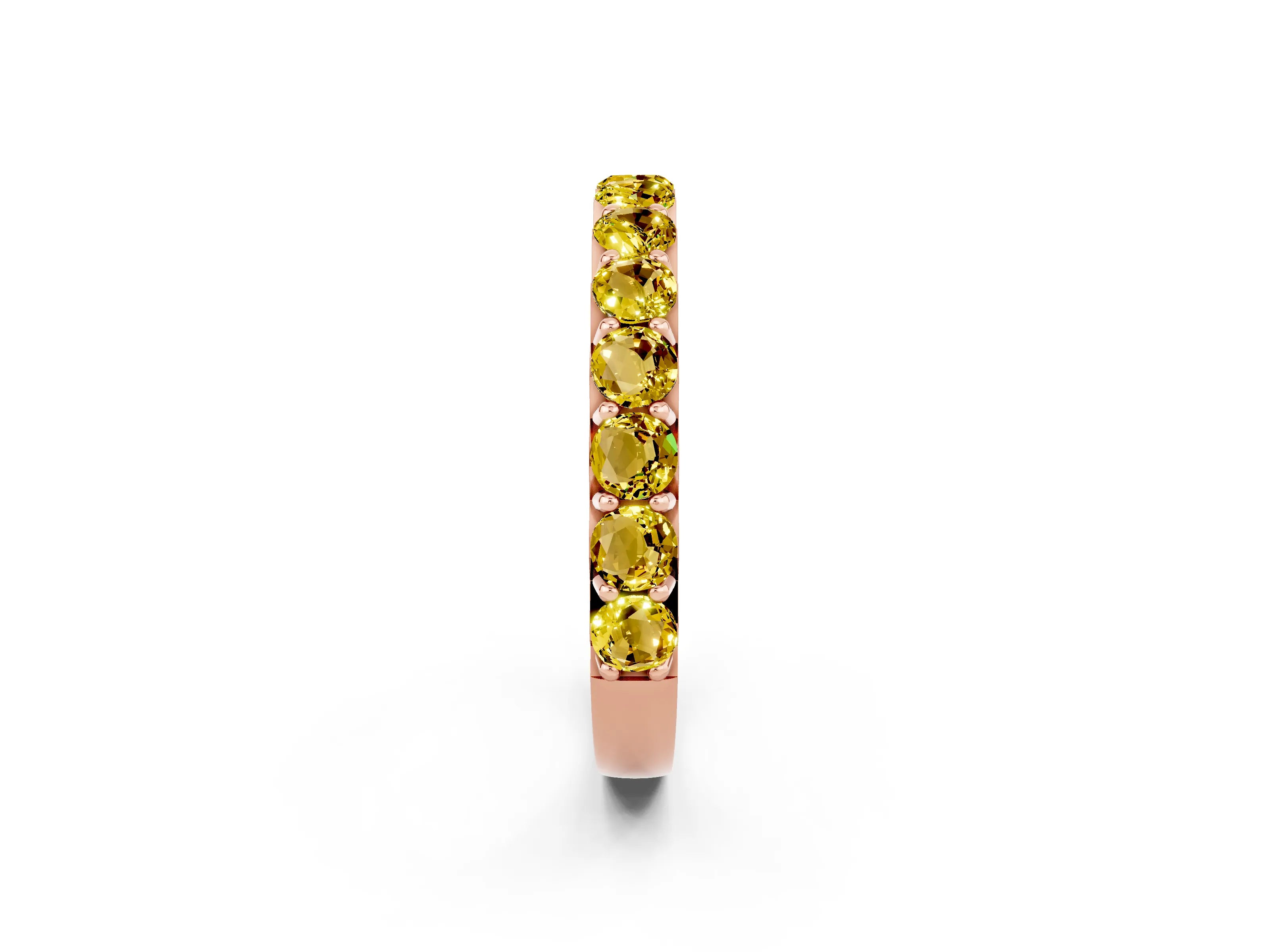 Rose gold Round Yellow Sapphire Half Eternity Band with Classic Prong Setting_20