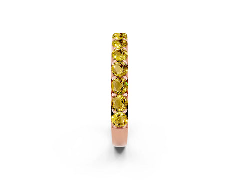 Rose gold Round Yellow Sapphire Half Eternity Band with Classic Prong Setting_20