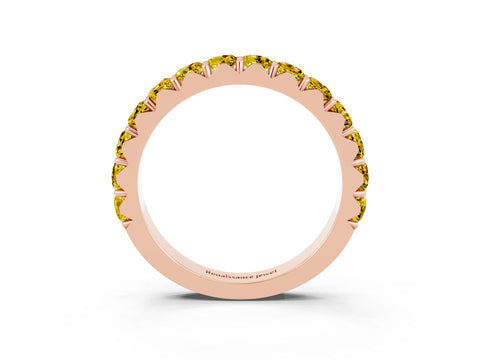 Rose gold Round Yellow Sapphire Half Eternity Band with Classic Prong Setting_21