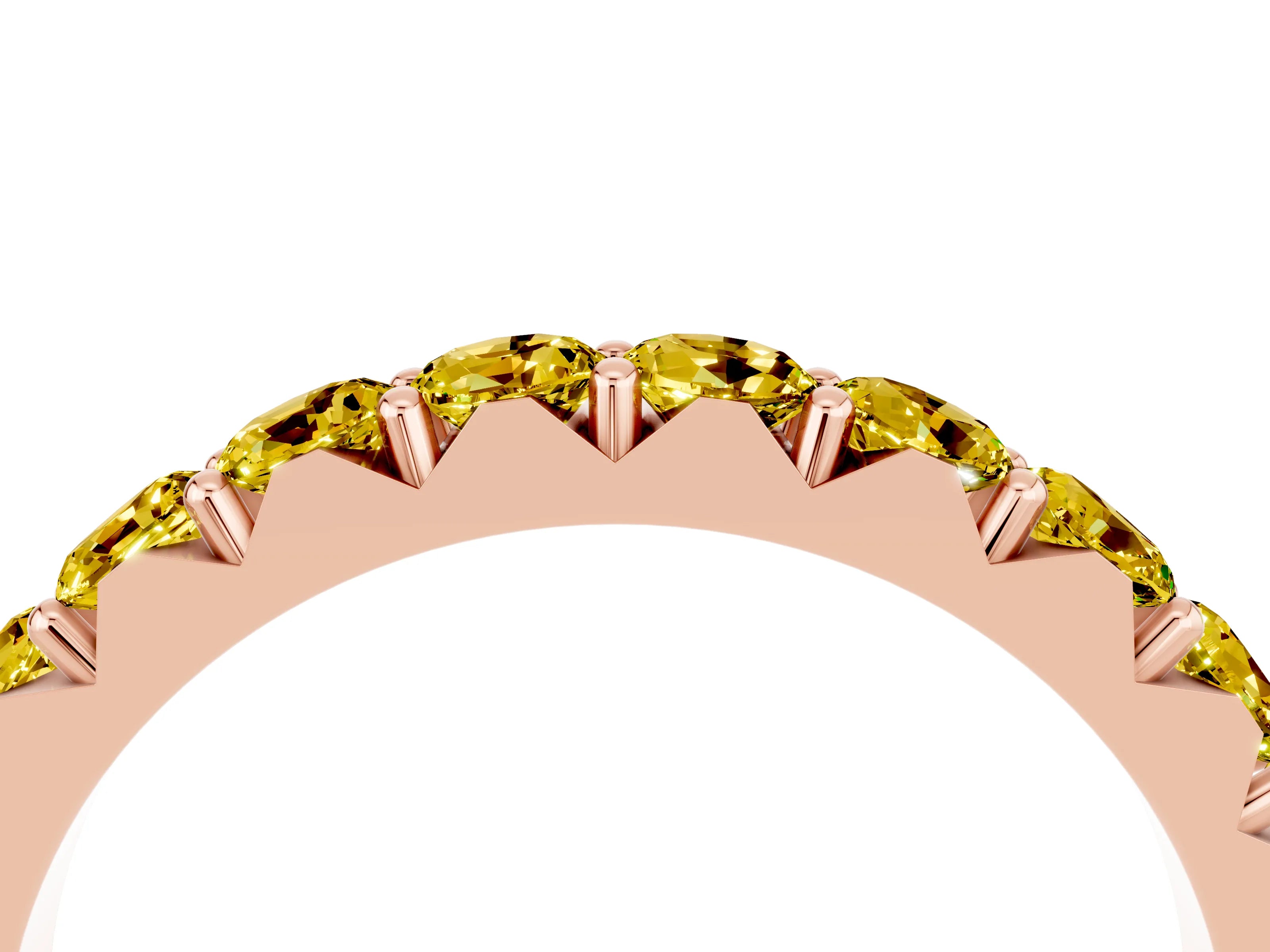 Rose gold Round Yellow Sapphire Half Eternity Band with Classic Prong Setting_22