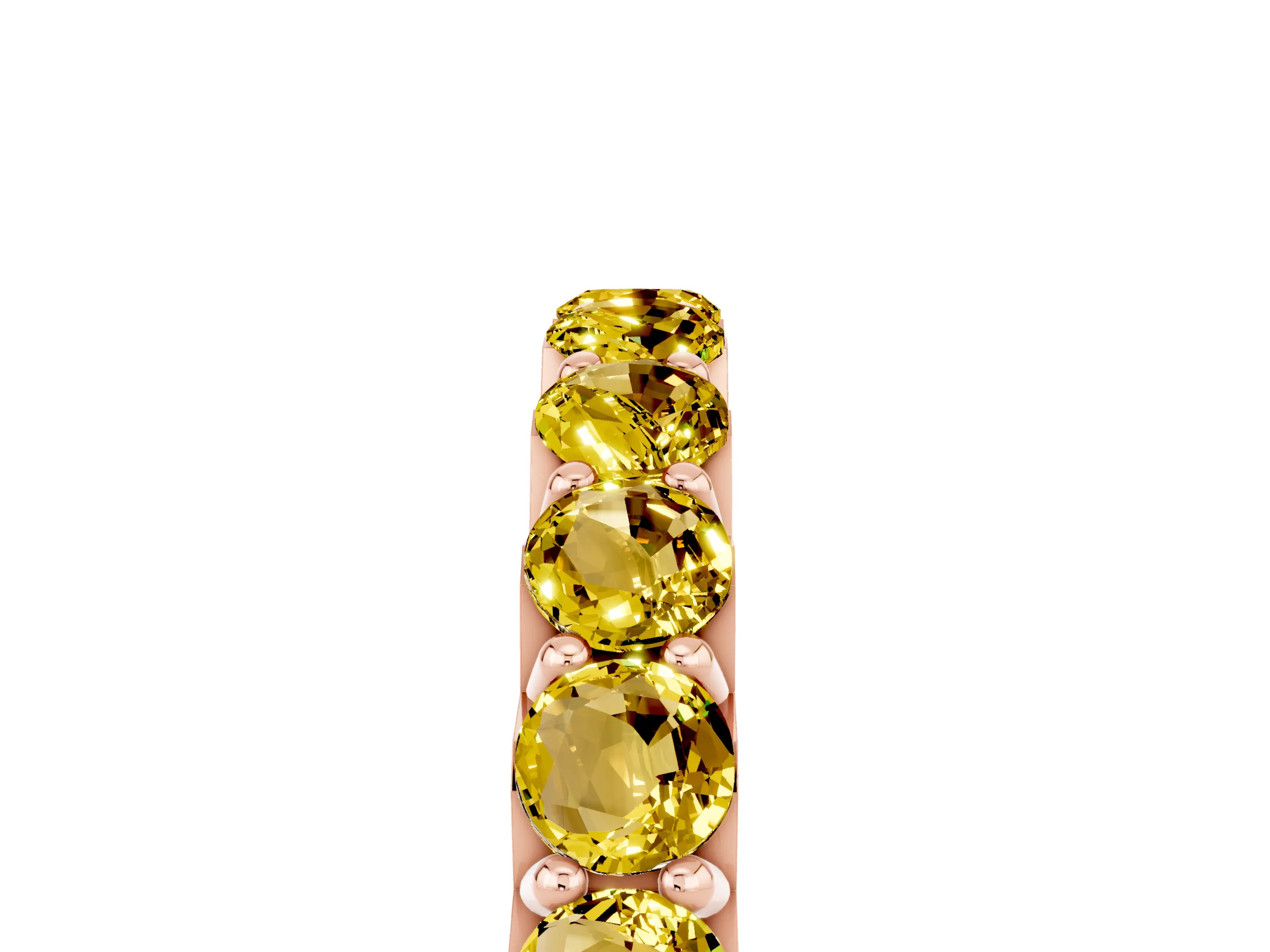 Rose gold Round Yellow Sapphire Half Eternity Band with Classic Prong Setting_23