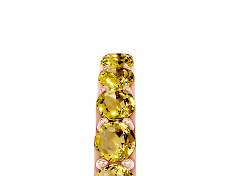 Rose gold Round Yellow Sapphire Half Eternity Band with Classic Prong Setting_23