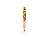 Rose gold Round Yellow Sapphire Half Eternity Band with Prong Setting_20