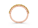 Rose gold Round Yellow Sapphire Half Eternity Band with Prong Setting_21