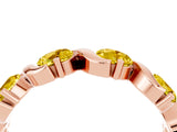 Rose gold Round Yellow Sapphire Half Eternity Band with Wave Prong Setting_10