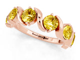 Rose gold Round Yellow Sapphire Half Eternity Band with Wave Prong Setting_7