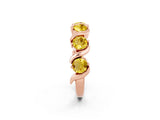 Rose gold Round Yellow Sapphire Half Eternity Band with Wave Prong Setting_8