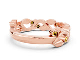 Rose gold Round Yellow Sapphire Leaf Eternity Band with Bezel Setting_36