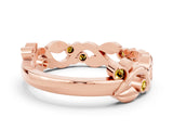 Rose gold Round Yellow Sapphire Leaf Eternity Band with Bezel Setting_42