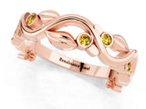 Rose gold Round Yellow Sapphire Leaf Eternity Band with Bezel Setting_43