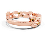 Rose gold Round Yellow Sapphire Leaf Eternity Band with Bezel Setting_90