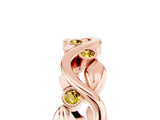 Rose gold Round Yellow Sapphire Leaf Eternity Band with Bezel Setting_95