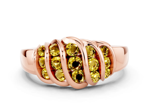 Rose gold Round Yellow Sapphire Multi-Row Crossover Band