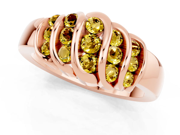 Rose gold Round Yellow Sapphire Multi-Row Crossover Band