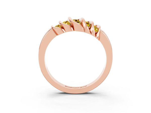 Rose gold Round Yellow Sapphire Multi-Row Crossover Band