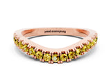 Rose gold Round Yellow Sapphire Pavé Curved Band with Shared Prong Setting_18