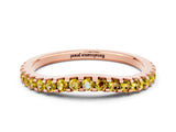 Rose gold Round Yellow Sapphire Pavé Curved Wedding Band_18