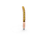 Rose gold Round Yellow Sapphire Pavé Curved Wedding Band_20