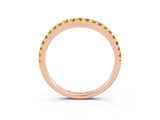 Rose gold Round Yellow Sapphire Pavé Curved Wedding Band_21