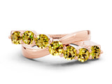 Rose gold Round Yellow Sapphire Prong-Set Crossover Band_6