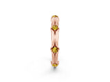 Rose gold Round Yellow Sapphire Prong Set Milgrain Eternity Band_8