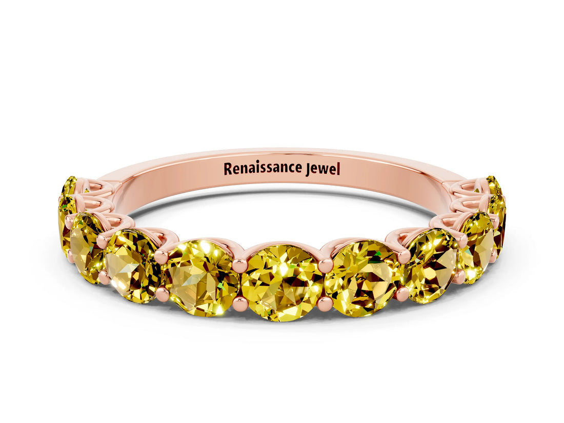 Rose gold Round Yellow Sapphire Shared Prong Eternity Band_6