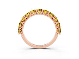 Rose gold Round Yellow Sapphire Shared Prong Eternity Band_9