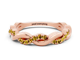 Rose gold Round Yellow Sapphire Twist Eternity Band with Pavé Setting_6
