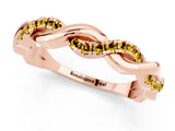 Rose gold Round Yellow Sapphire Twist Eternity Band with Pavé Setting_7