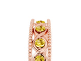 Rose gold Round Yellow Sapphire Twist Milgrain Band with Bezel Setting_17