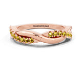 Rose gold Round Yellow Sapphire Twisted Infinity Band with Prong Setting_18